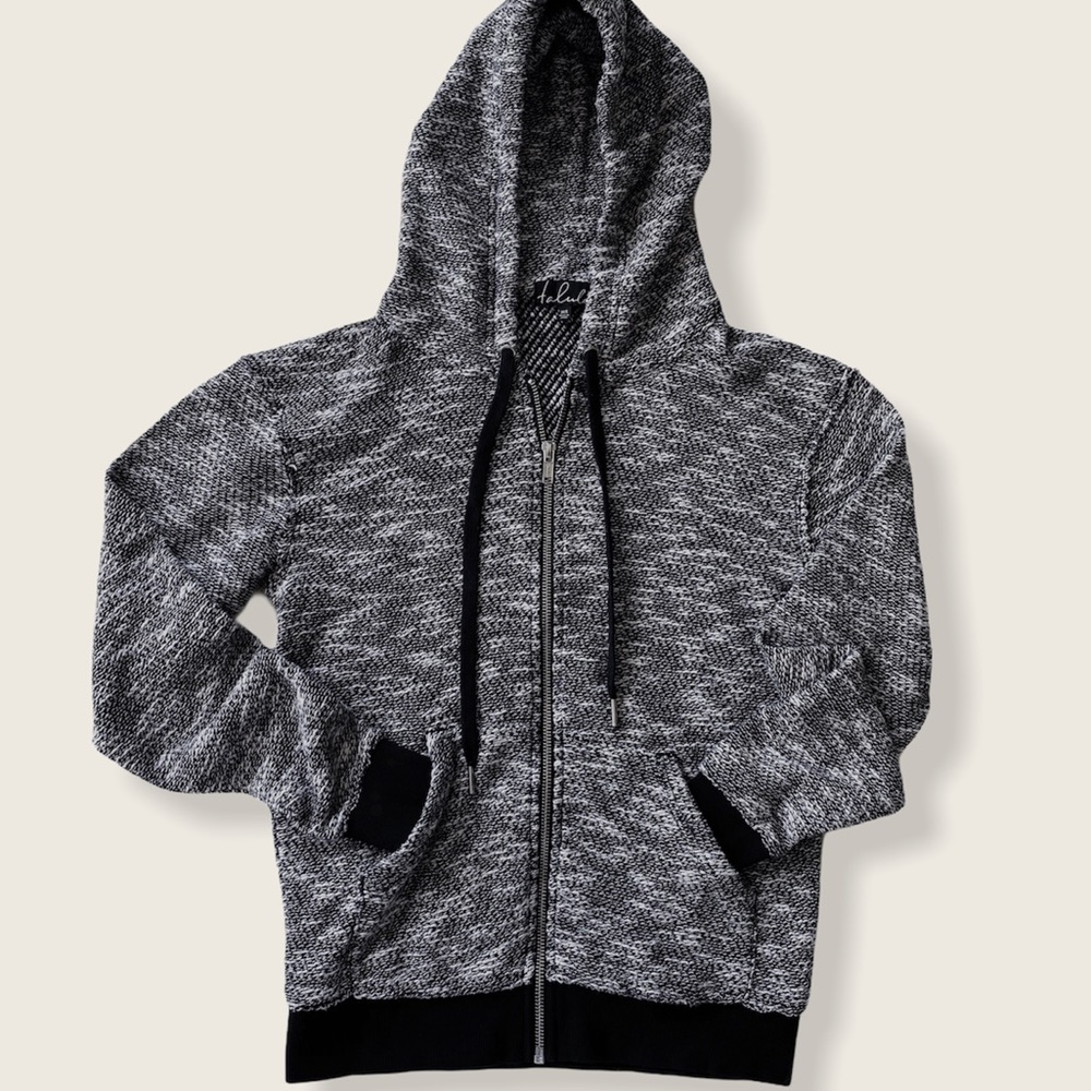 Aritzia l Talula Black & White Knit Full-Zip Hoody